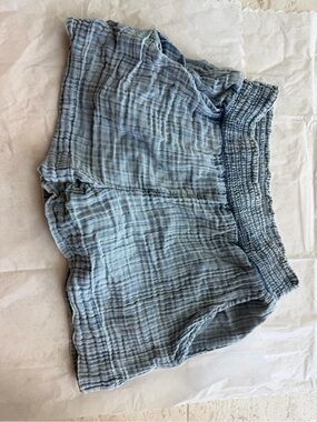 Faherty Light Blue Gauze Elastic Waist Shorts